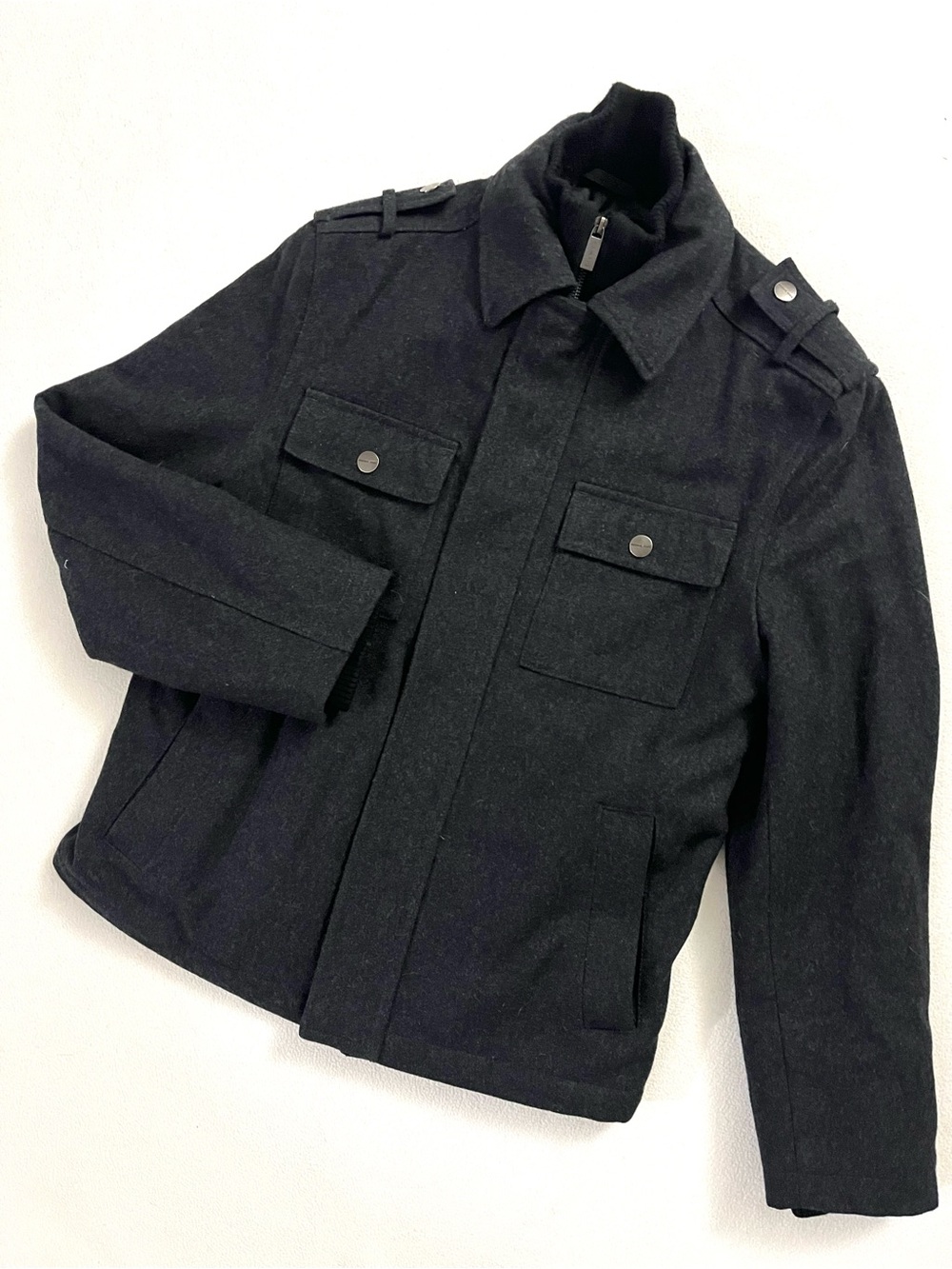Michael Kors Men's Charcoal Grey Wool Bomber Jacket - Size S